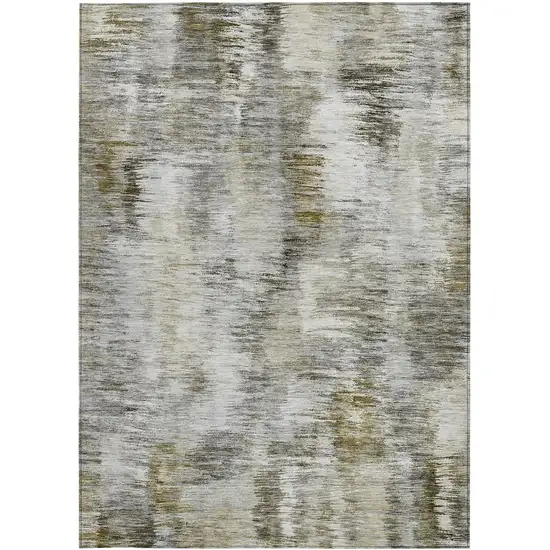 Brown And Taupe Abstract Washable Indoor Outdoor Area Rug Photo 7