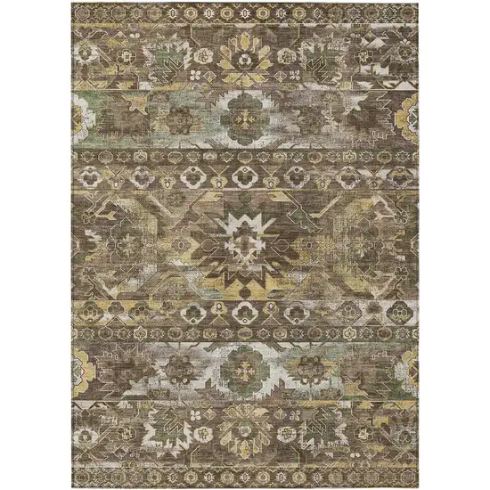 Brown And Taupe Cactus Washable Indoor Outdoor Area Rug Photo 1