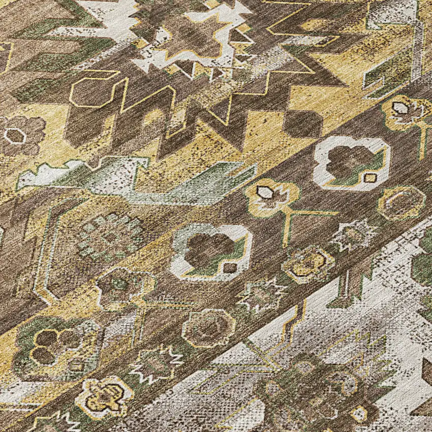 Brown And Taupe Cactus Washable Indoor Outdoor Area Rug Photo 5