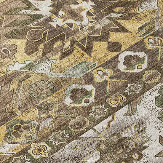 Brown And Taupe Cactus Washable Indoor Outdoor Area Rug Photo 5