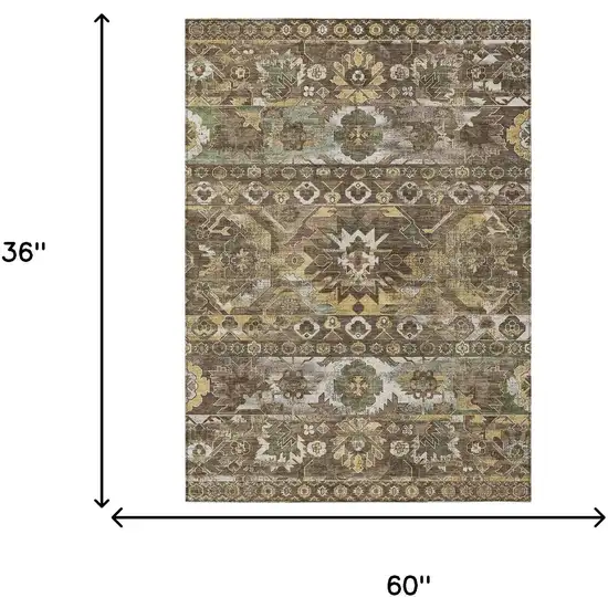 Brown And Taupe Cactus Washable Indoor Outdoor Area Rug Photo 6