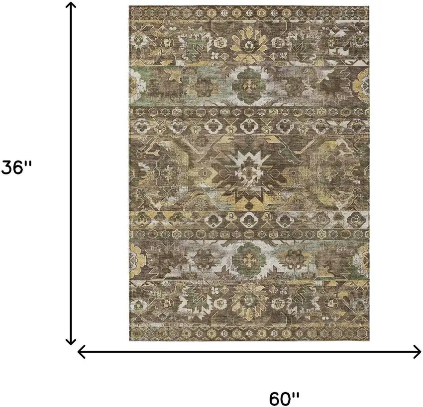 Brown And Taupe Cactus Washable Indoor Outdoor Area Rug Photo 6