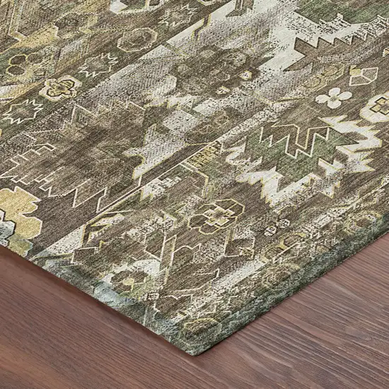 Brown And Taupe Cactus Washable Indoor Outdoor Area Rug Photo 4