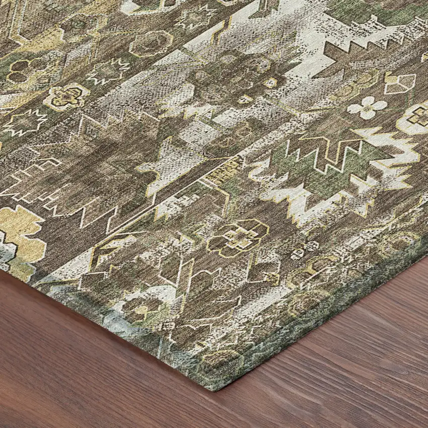Brown And Taupe Cactus Washable Indoor Outdoor Area Rug Photo 4