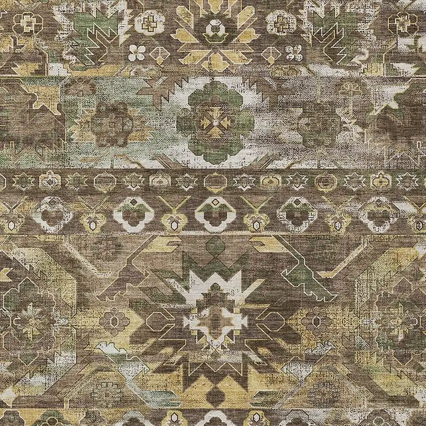 Brown And Taupe Cactus Washable Indoor Outdoor Area Rug Photo 2