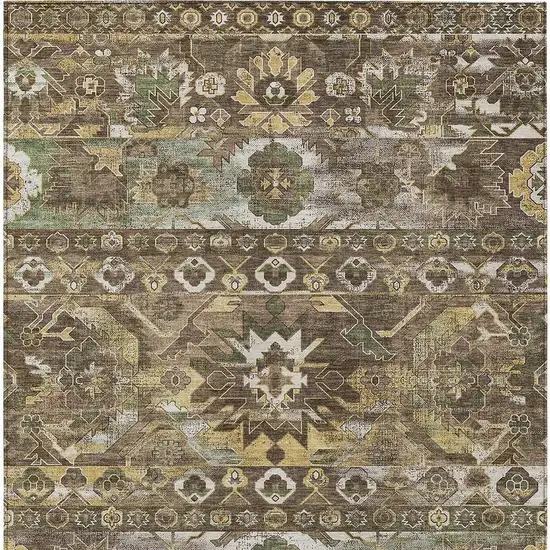 Brown And Taupe Cactus Washable Indoor Outdoor Area Rug Photo 3