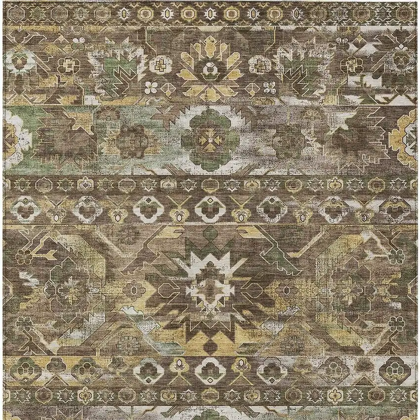 Brown And Taupe Cactus Washable Indoor Outdoor Area Rug Photo 3