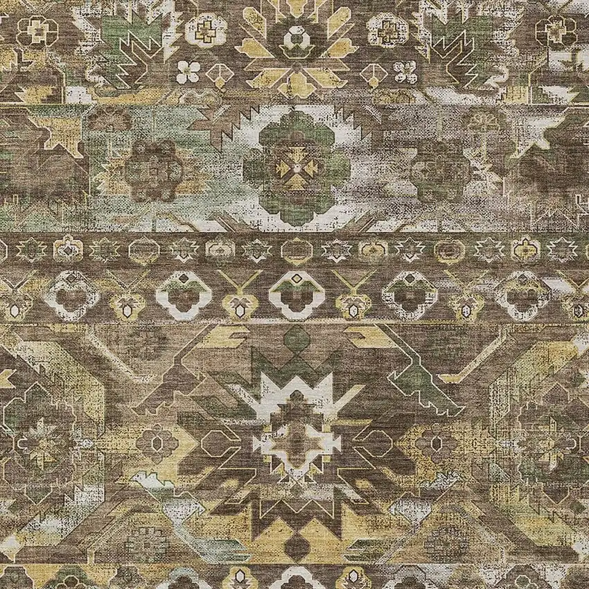 Brown And Taupe Cactus Washable Indoor Outdoor Area Rug Photo 2