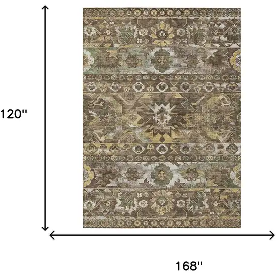 Brown And Taupe Cactus Washable Indoor Outdoor Area Rug Photo 6