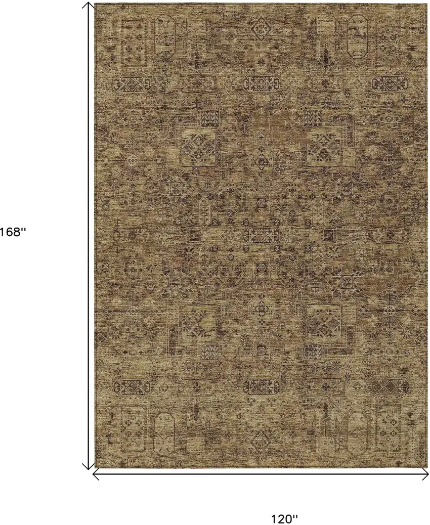 Brown And Taupe Floral Washable Indoor Outdoor Area Rug Photo 3