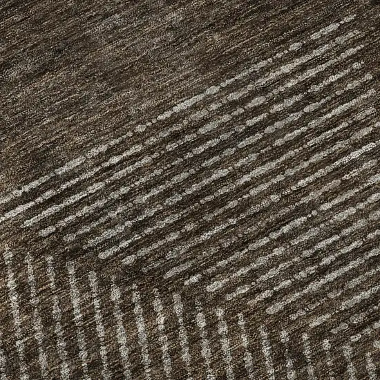 Brown And Taupe Geometric Washable Area Rug With UV Protection Photo 9