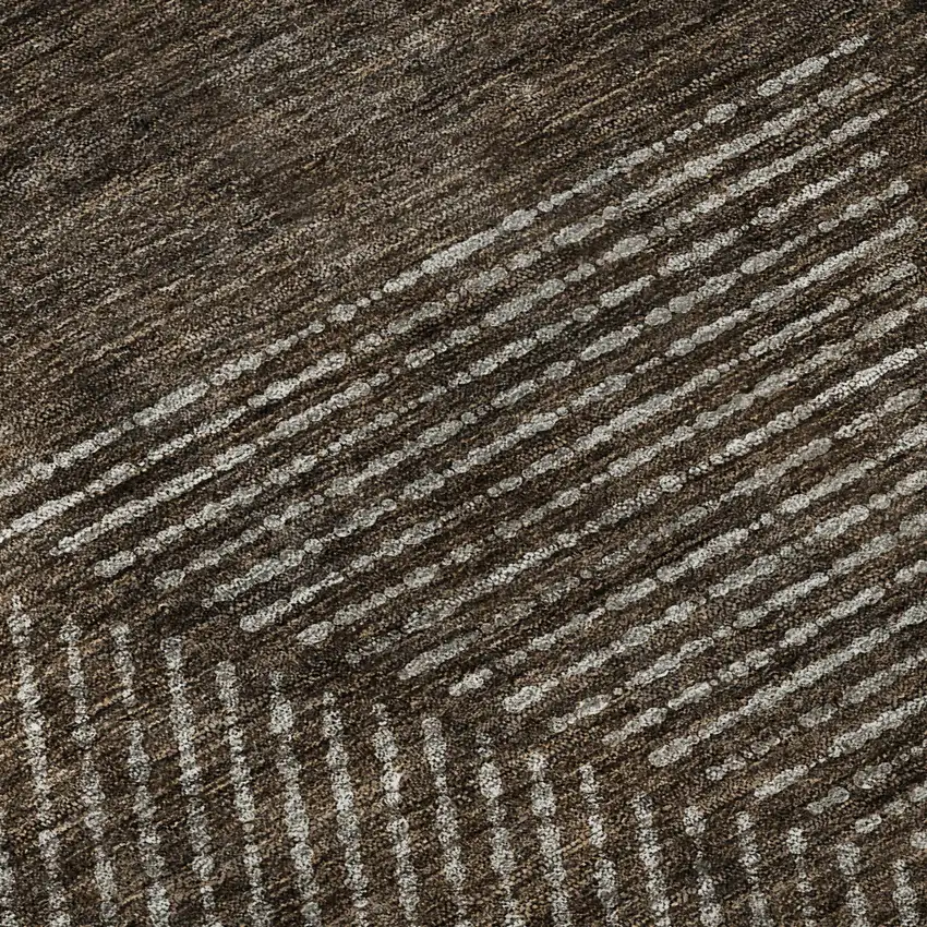 Brown And Taupe Geometric Washable Area Rug With UV Protection Photo 9
