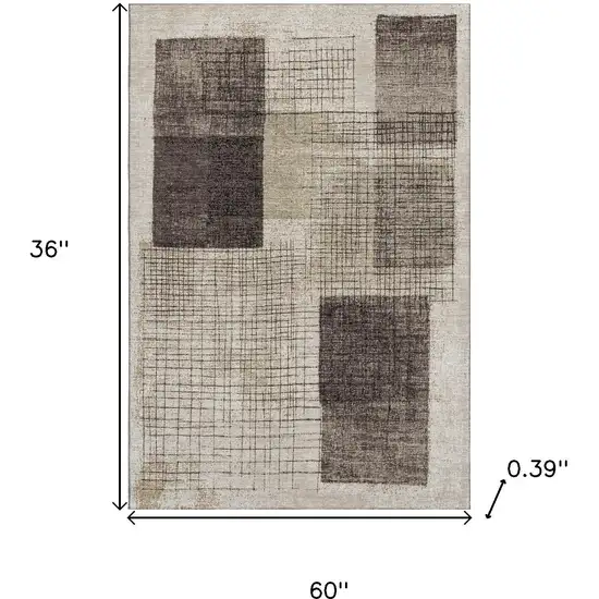 Brown And Taupe Geometric Washable Area Rug With UV Protection Photo 9