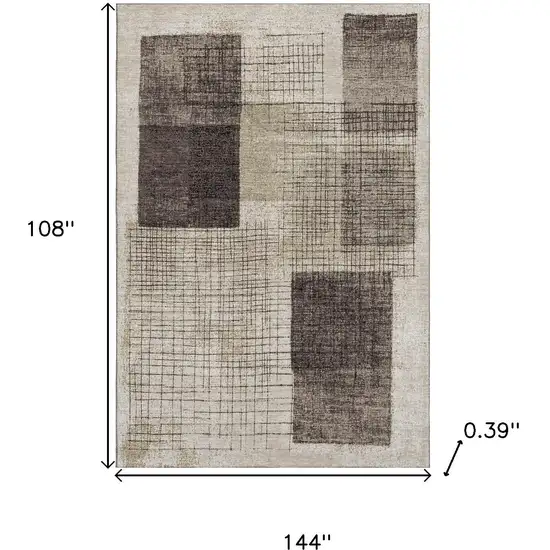 Brown And Taupe Geometric Washable Area Rug With UV Protection Photo 9