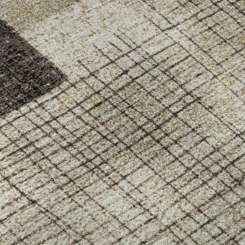 Brown And Taupe Geometric Washable Area Rug With UV Protection Photo 8