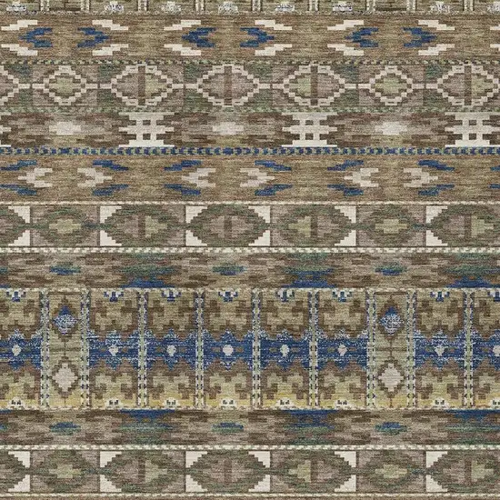 Brown And Taupe Geometric Washable Indoor Outdoor Area Rug Photo 2