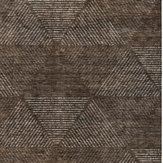Brown And Taupe Geometric Washable Indoor Outdoor Area Rug Photo 5