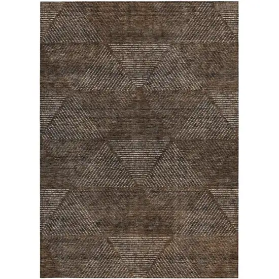 Brown And Taupe Geometric Washable Indoor Outdoor Area Rug Photo 6