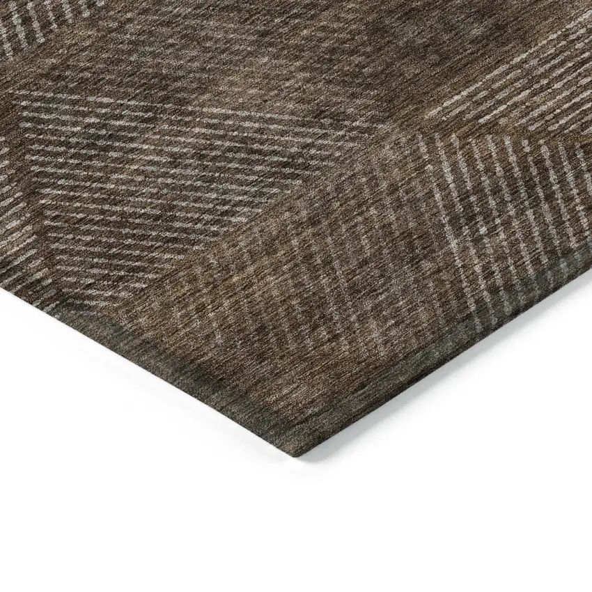 Brown And Taupe Geometric Washable Indoor Outdoor Area Rug Photo 4