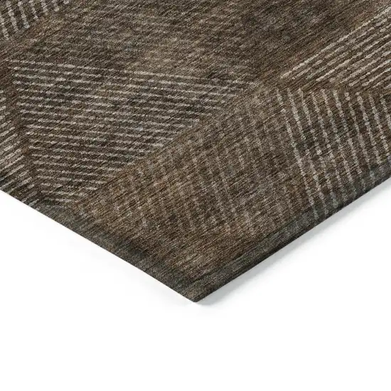 Brown And Taupe Geometric Washable Indoor Outdoor Area Rug Photo 5