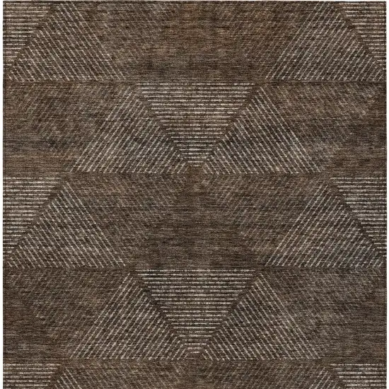 Brown And Taupe Geometric Washable Indoor Outdoor Area Rug Photo 7