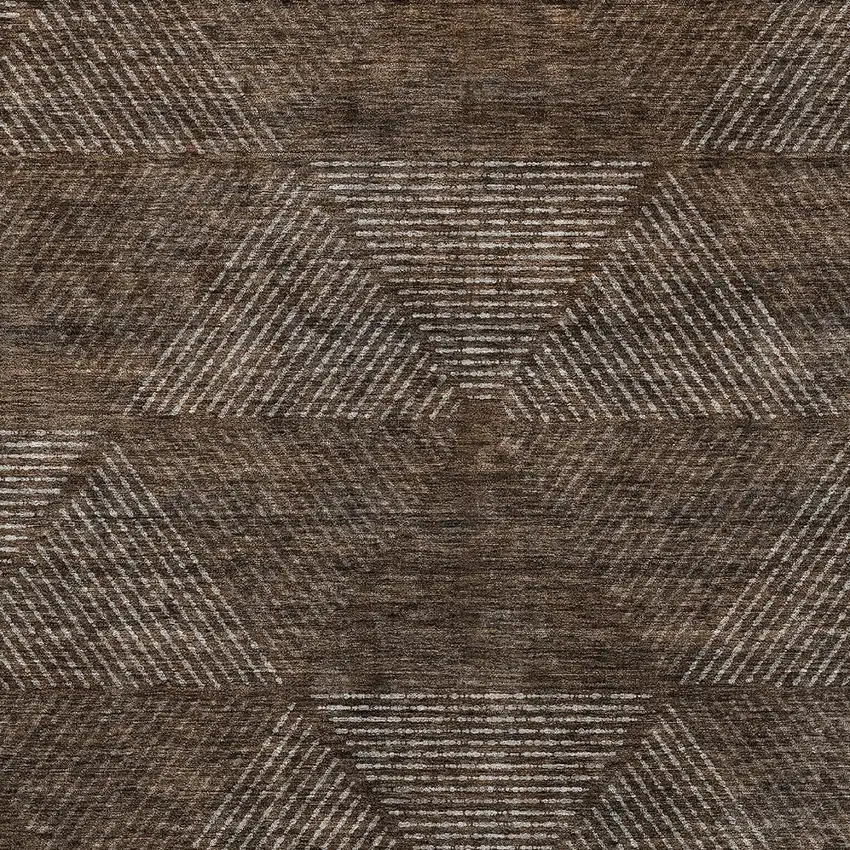 Brown And Taupe Geometric Washable Indoor Outdoor Area Rug Photo 6