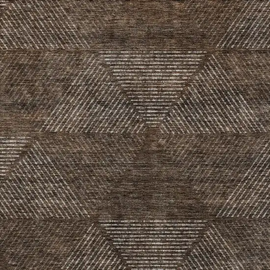 Brown And Taupe Geometric Washable Indoor Outdoor Area Rug Photo 6