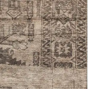 Photo of Brown And Taupe Oriental Washable Area Rug With UV Protection