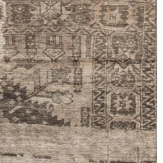 Brown And Taupe Oriental Washable Area Rug With UV Protection Photo 2