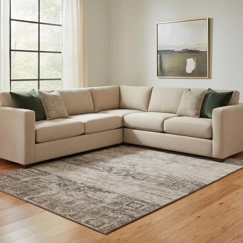 Brown And Taupe Oriental Washable Area Rug With UV Protection Photo 2