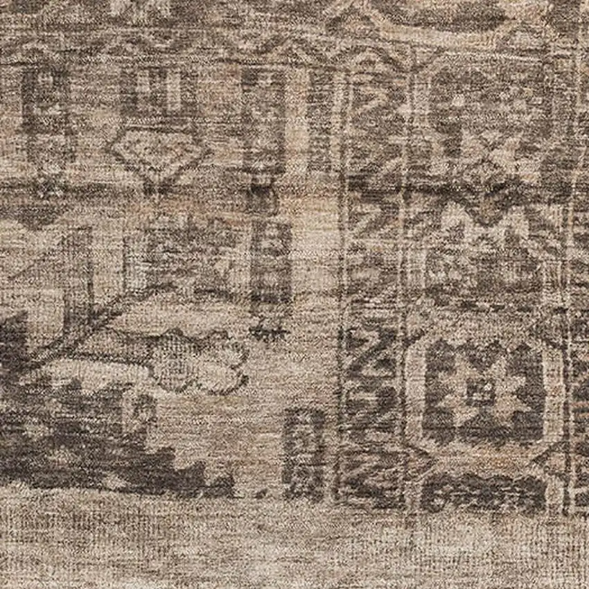 Brown And Taupe Oriental Washable Area Rug With UV Protection Photo 2