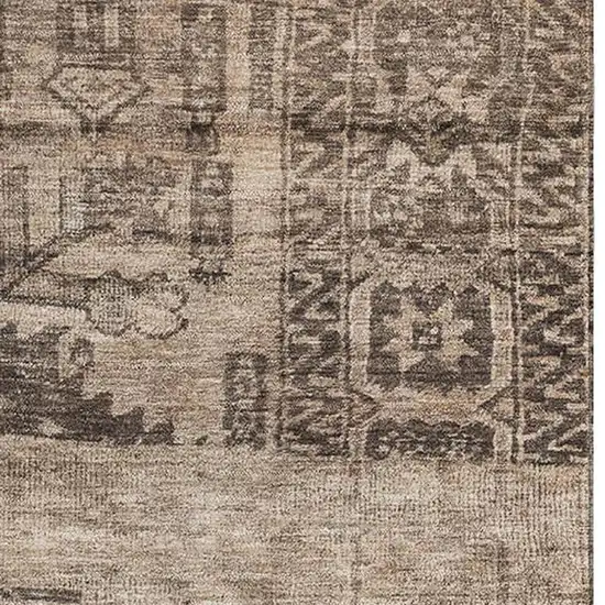 Brown And Taupe Oriental Washable Area Rug With UV Protection Photo 2