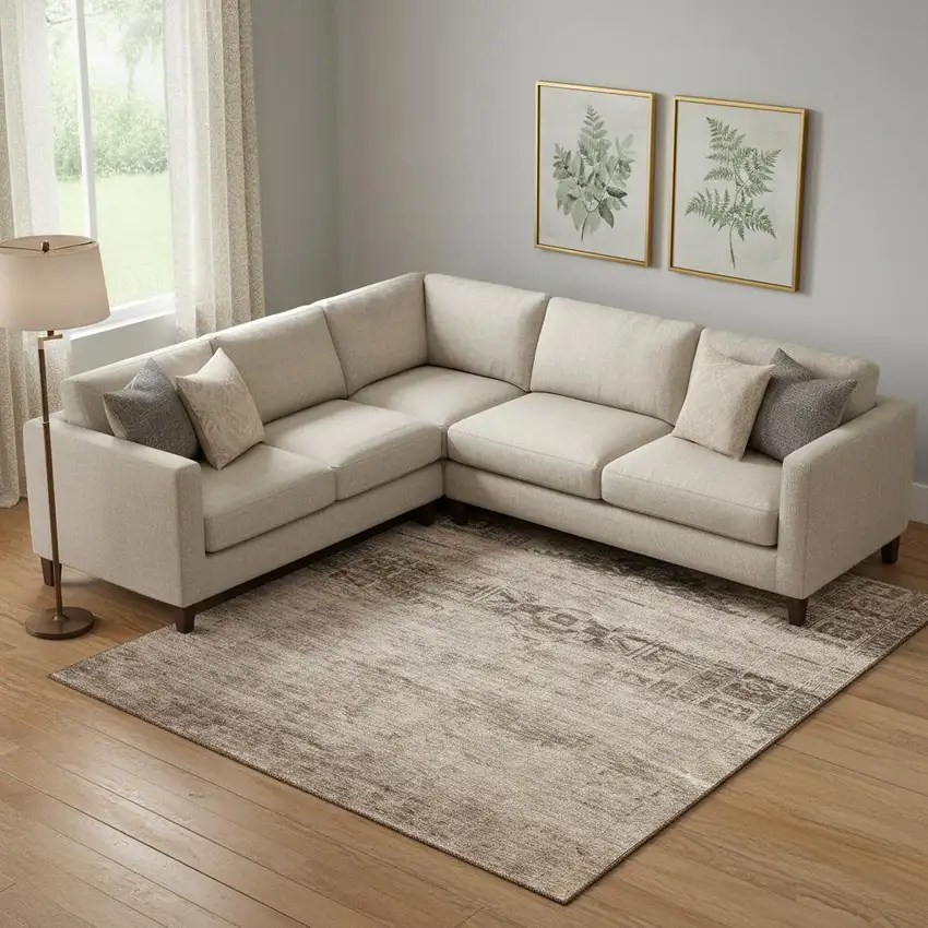 Brown And Taupe Oriental Washable Area Rug With UV Protection Photo 2