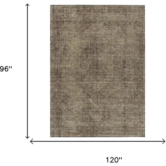 Brown And Taupe Oriental Washable Indoor Outdoor Area Rug Photo 7