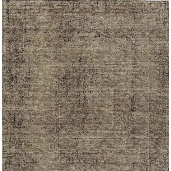 Brown And Taupe Oriental Washable Indoor Outdoor Area Rug Photo 4