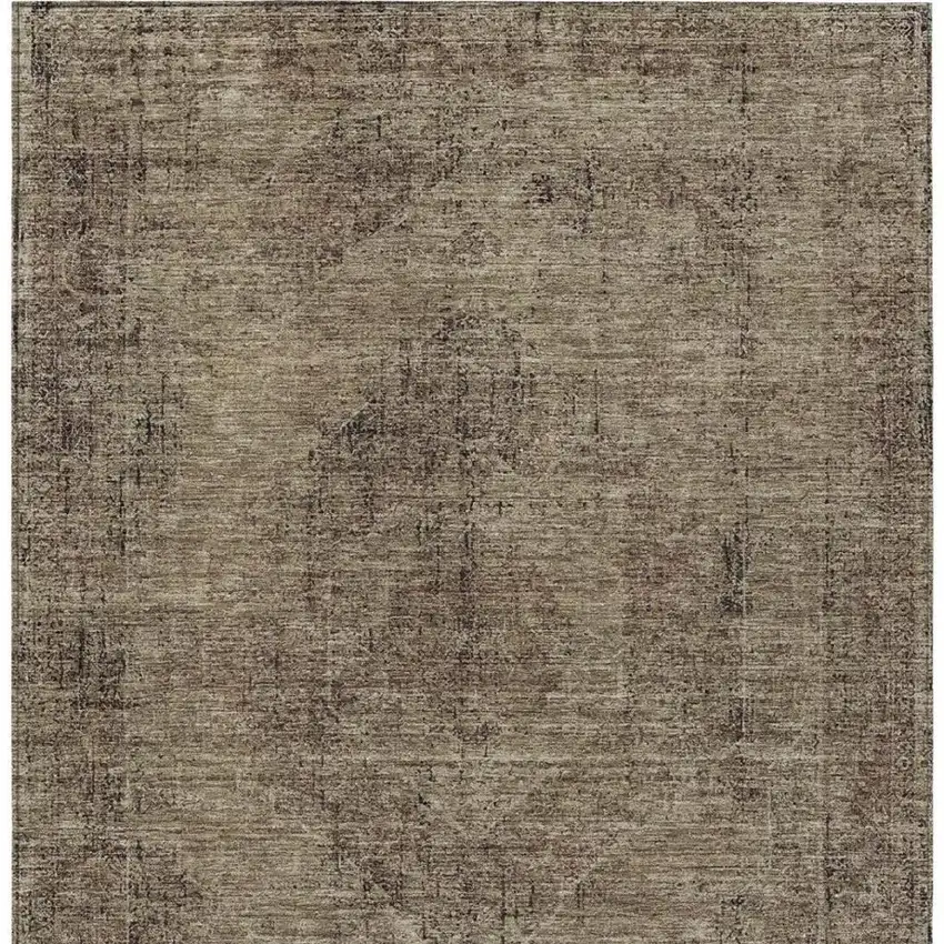 Brown And Taupe Oriental Washable Indoor Outdoor Area Rug Photo 4