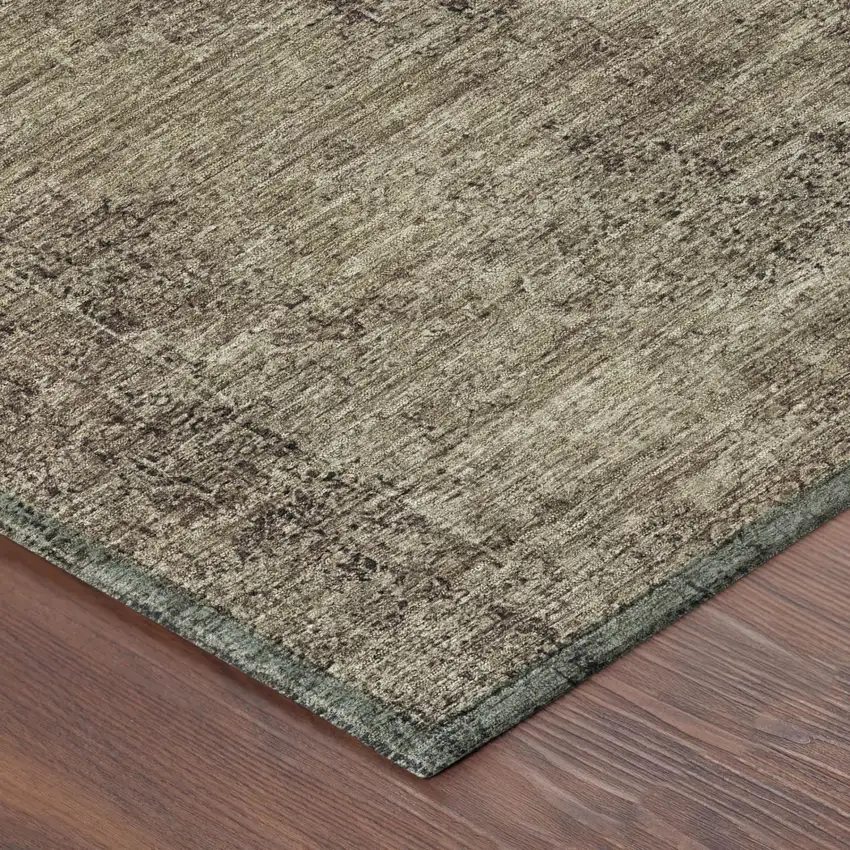 Brown And Taupe Oriental Washable Indoor Outdoor Area Rug Photo 5