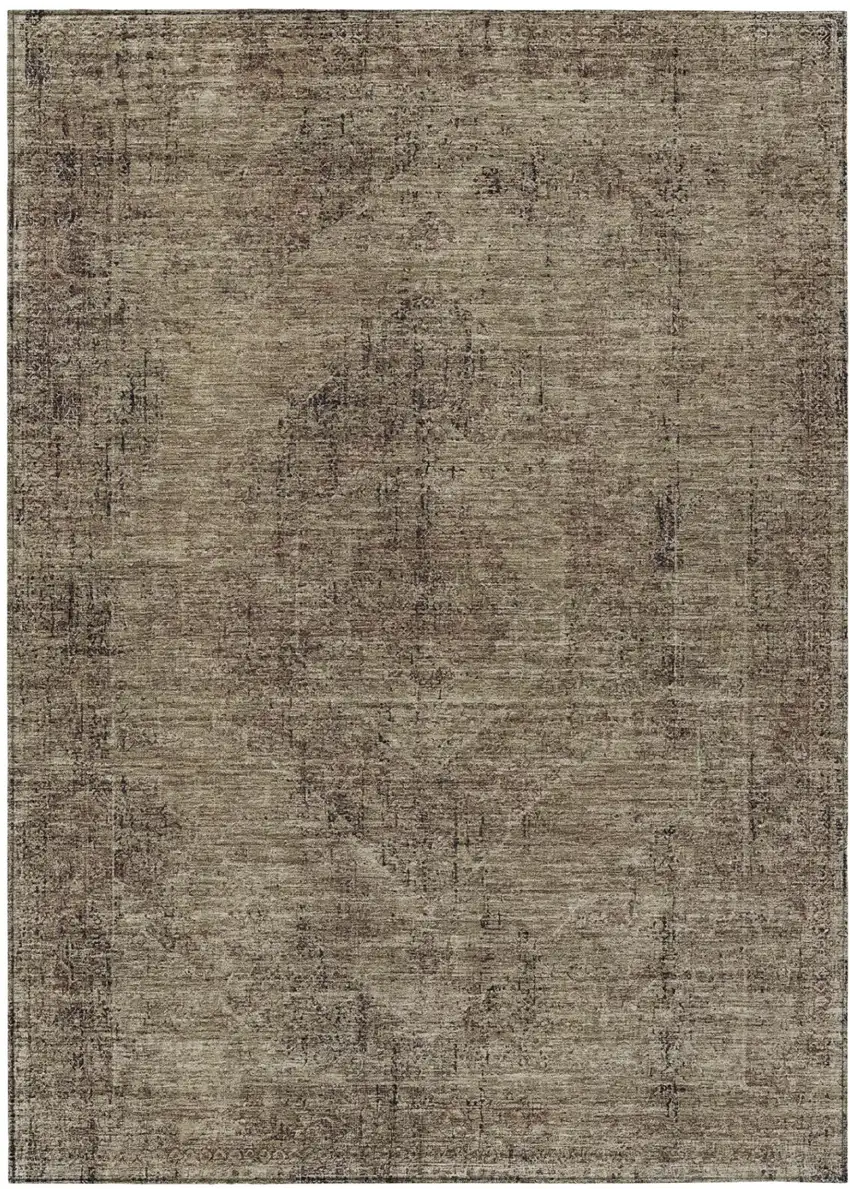 Brown And Taupe Oriental Washable Indoor Outdoor Area Rug Photo 2