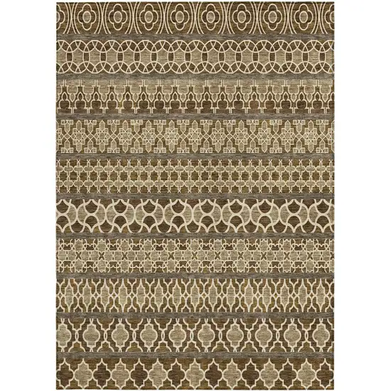 Brown And Taupe Quatrefoil Washable Indoor Outdoor Area Rug Photo 5