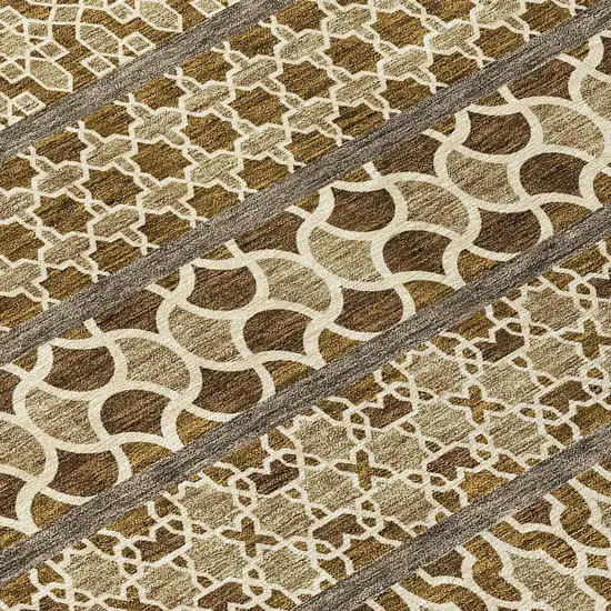 Brown And Taupe Quatrefoil Washable Indoor Outdoor Area Rug Photo 4
