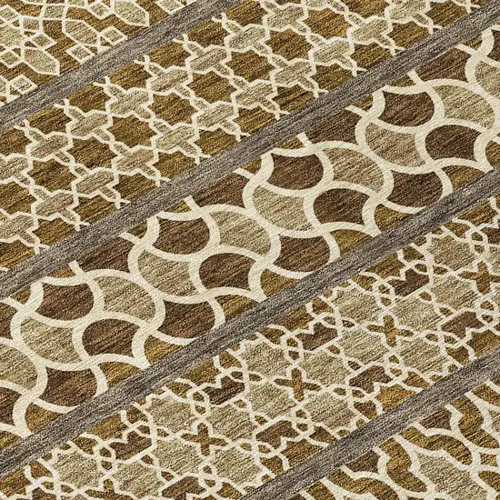 Brown And Taupe Quatrefoil Washable Indoor Outdoor Area Rug Photo 4