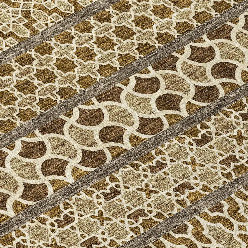 Brown And Taupe Quatrefoil Washable Indoor Outdoor Area Rug Photo 4