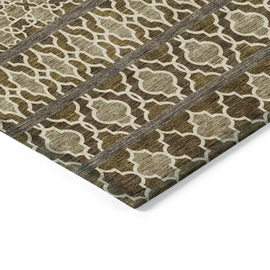 Brown And Taupe Quatrefoil Washable Indoor Outdoor Area Rug Photo 4