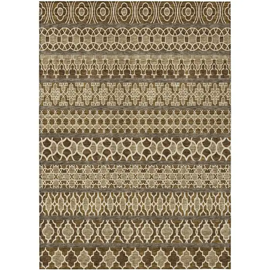 Brown And Taupe Quatrefoil Washable Indoor Outdoor Area Rug Photo 1
