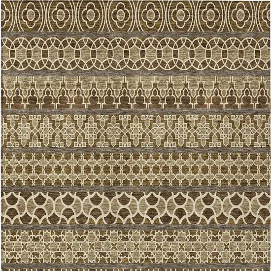 Brown And Taupe Quatrefoil Washable Indoor Outdoor Area Rug Photo 6