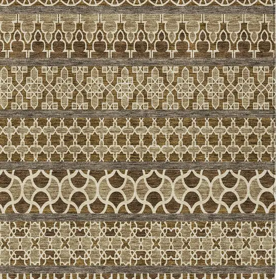 Brown And Taupe Quatrefoil Washable Indoor Outdoor Area Rug Photo 4