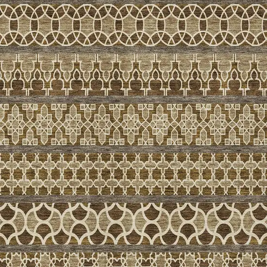 Brown And Taupe Quatrefoil Washable Indoor Outdoor Area Rug Photo 4