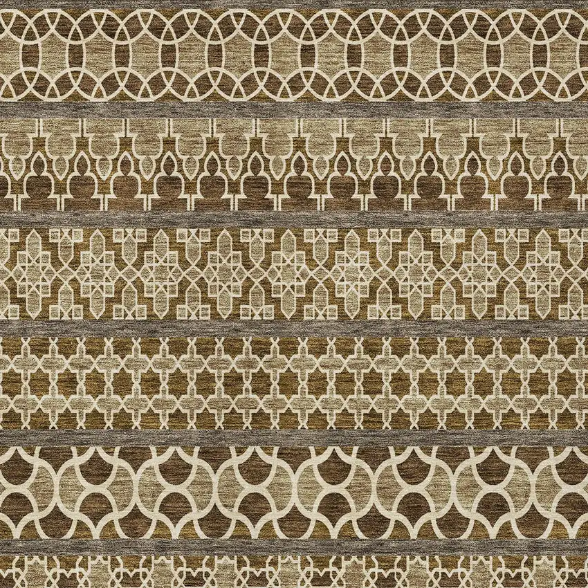 Brown And Taupe Quatrefoil Washable Indoor Outdoor Area Rug Photo 4