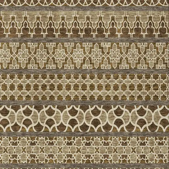 Brown And Taupe Quatrefoil Washable Indoor Outdoor Area Rug Photo 4
