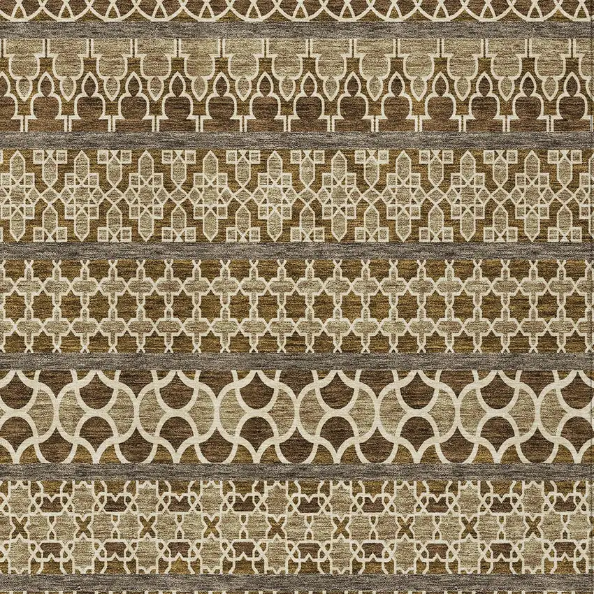 Brown And Taupe Quatrefoil Washable Indoor Outdoor Area Rug Photo 4